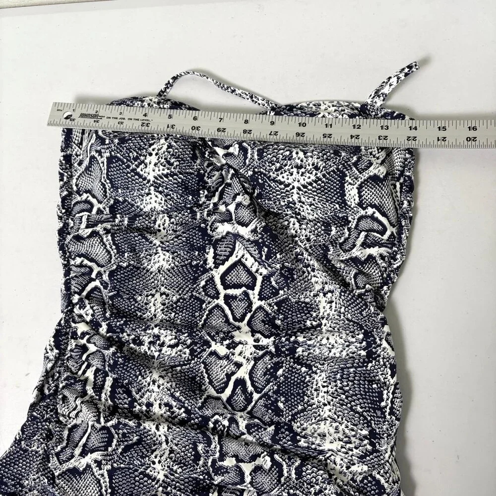 Tommy Bahama Snake Skin Print Swim Halter Top Size S‎ Blue White Built In Bra